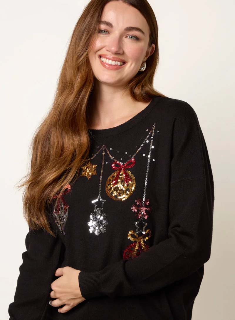 Blue Vanilla Christmas Jingle Bell Bauble Jumper