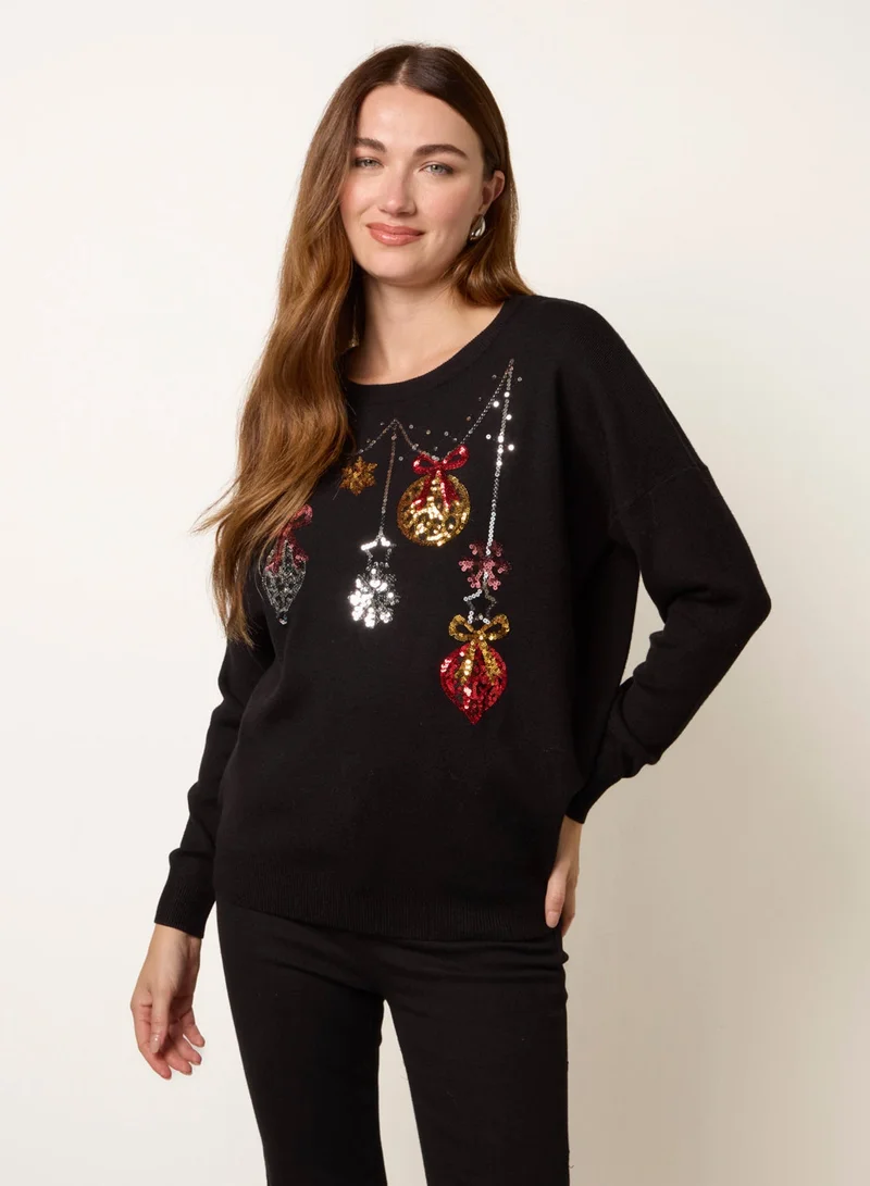 Blue Vanilla Christmas Jingle Bell Bauble Jumper