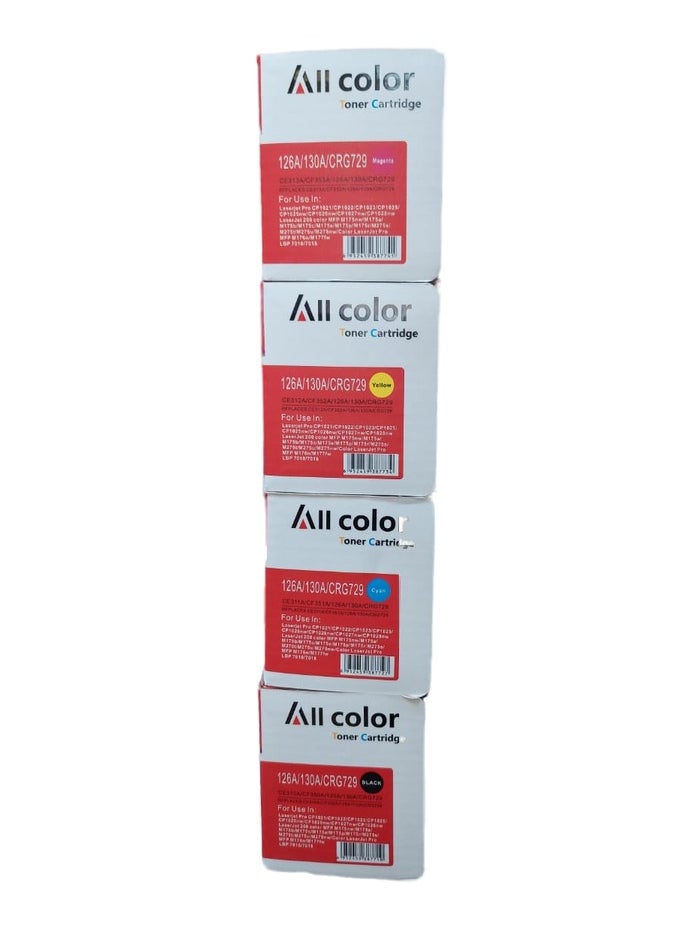 اول كلور - خرطوشة حبر ليزر جيت متوافقة مع طابعة HP CP1025 1025 CP1025nw MFP M175 M275 لطابعة الليزر HP126A CE310A CE311A CE312A CE313A (4 ألوان) - Image 1
