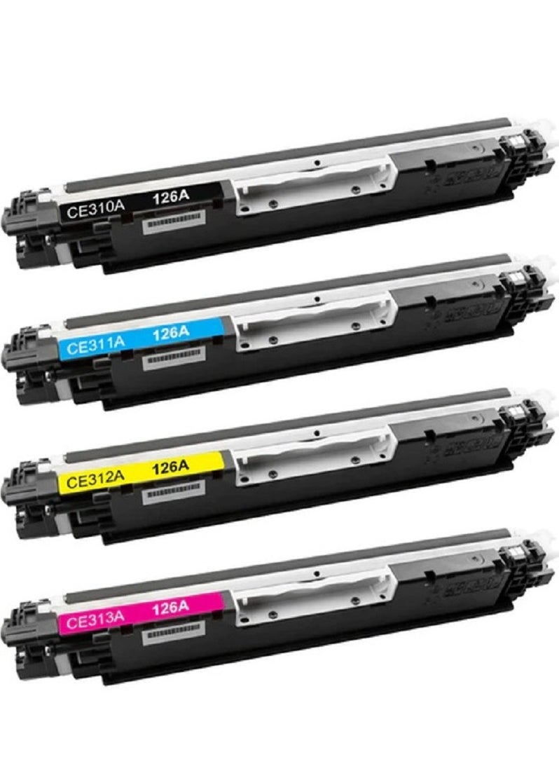 اول كلور - خرطوشة حبر ليزر جيت متوافقة مع طابعة HP CP1025 1025 CP1025nw MFP M175 M275 لطابعة الليزر HP126A CE310A CE311A CE312A CE313A (4 ألوان) - Image 1