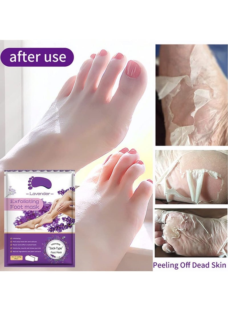 ALIVER ALIVER 5 Packs Foot Peeling Mask,Exfoliating Callus Peel Booties,Peeling Off Calluses & Dead Skin, Baby Your Foot Naturally in 1 Week (Lavender)  - Image 4