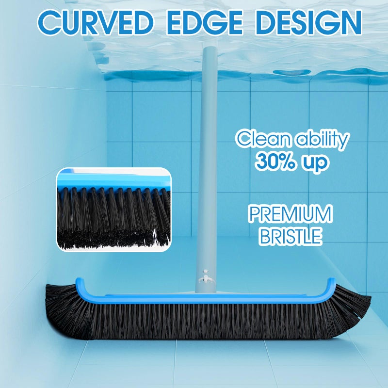 TidyMister Pool Brush 17.5'' Heavy Duty Swimming Pool Brushes for Cleaning Pool Walls & Tiles & Floors & Corners Scrub Brush Head Reinforced Aluminum Back (Pole Not Included) - Image 2