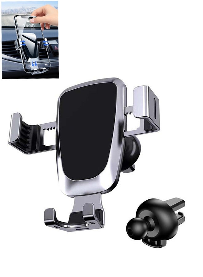 Gravity Car Mount for Mobile Phone Holder Car Air Vent Clip Stand Cell Phone Support (Gray,Universal) - Image 1