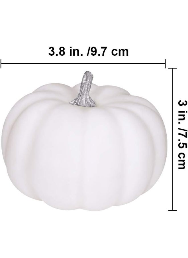 besttoyhome BESTTOYHOME 8 Pcs Realistic 4" Fall Harvest Small Off White Mini Artificial Pumpkins for Halloween, Fall and Thanksgiving Decorating  - Image 2