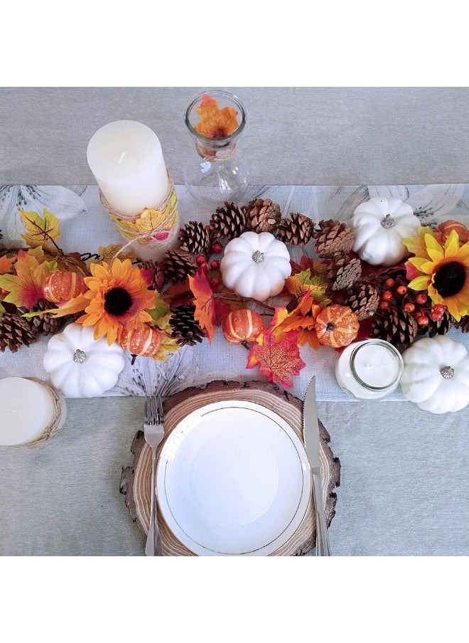 besttoyhome BESTTOYHOME 8 Pcs Realistic 4" Fall Harvest Small Off White Mini Artificial Pumpkins for Halloween, Fall and Thanksgiving Decorating  - Image 4