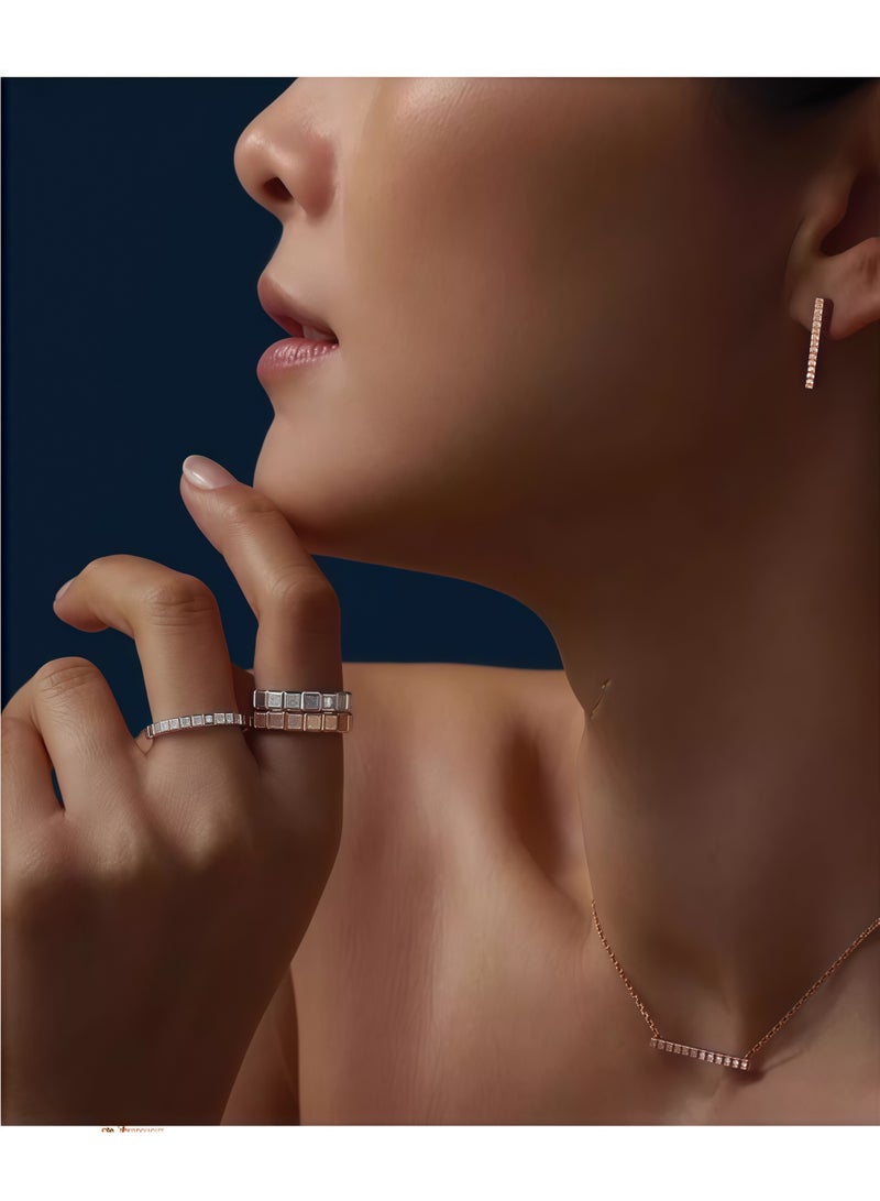 Chopard 18K Rose Gold Diamond Little Ice Cube Necklace, Couple's Gift​ - Image 5