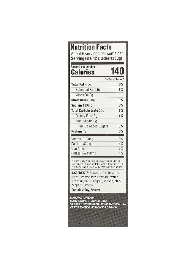 Mary's Gone Crackers Mary's Gone Crackers, Organic Black Pepper Crackers, 6.5 oz (184 g)  - Image 2