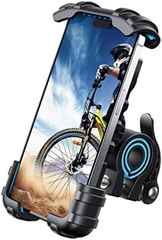Lamicall Bike Phone Holder, Motorcycle Phone Mount - Motorcycle Handlebar Cell Phone Clamp, Scooter Phone Clip for iPhone 14 Plus/Pro Max, 13 Pro Max, S9, S10 and More 4.7" - 6.8" Smartphones, Blue - Image 1