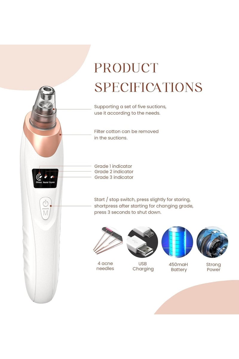 2025 ADAK Electric Blackhead Remover Vacuum – 5 Adjustable Suction Levels + Probes, USB Rechargeable Facial Pore Cleaner, Acne Extractor & Skin Care Device for Adults (Extra 4 Pcs Tools) - Image 2