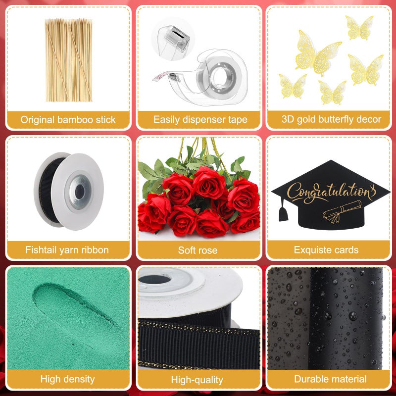 Gilprop 127 Pcs Graduation Gifts Money Flower Bouquet Class of 2026 Money Gift Ideas for Women Girl Boy Him Daughter Son DIY Bouquets Filled with Folded Bills for College Middle High School(Black) - Image 4