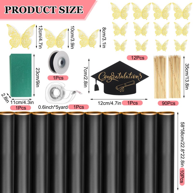 Gilprop 127 Pcs Graduation Gifts Money Flower Bouquet Class of 2026 Money Gift Ideas for Women Girl Boy Him Daughter Son DIY Bouquets Filled with Folded Bills for College Middle High School(Black) - Image 2