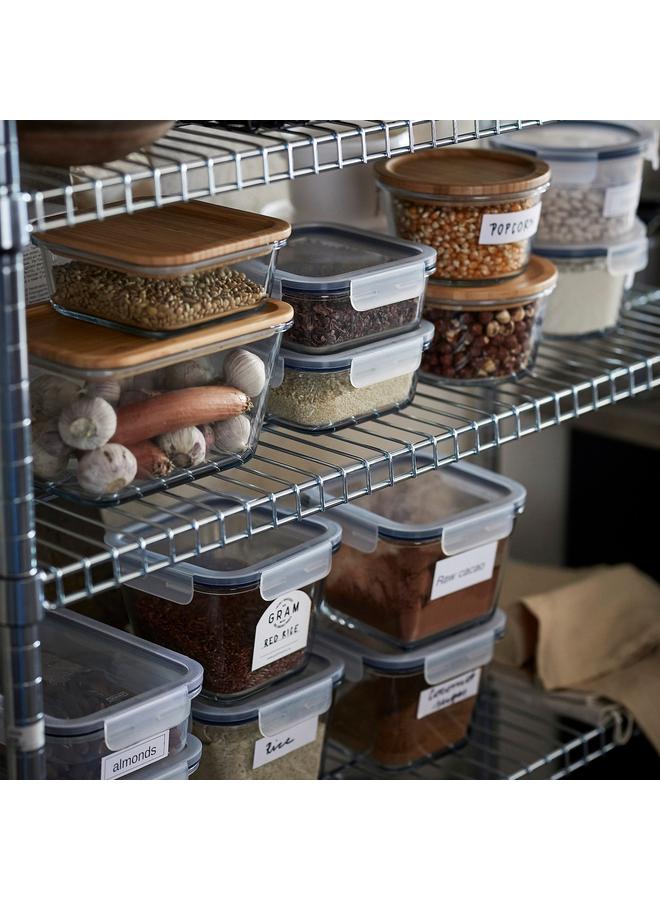 زبون علبة طعام مع غطاء، مربعة من الزجاج/البلاستيك، 600 مل - Image 3