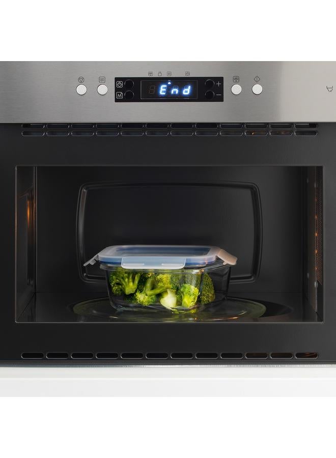 زبون علبة طعام مع غطاء، مربعة من الزجاج/البلاستيك، 600 مل - Image 5