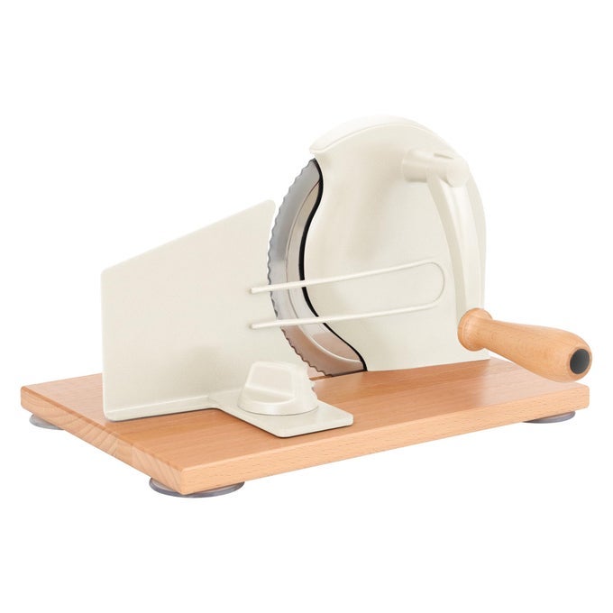 MANUAL BREAD SLICER WITH HAND CRANK ADJUSTABLE THICKNESS BREAD CUTTER FOR EVEN SLICES PERFECT FOR HOMEMADE SOURDOUGH SANDWICH AND MORE CREAM