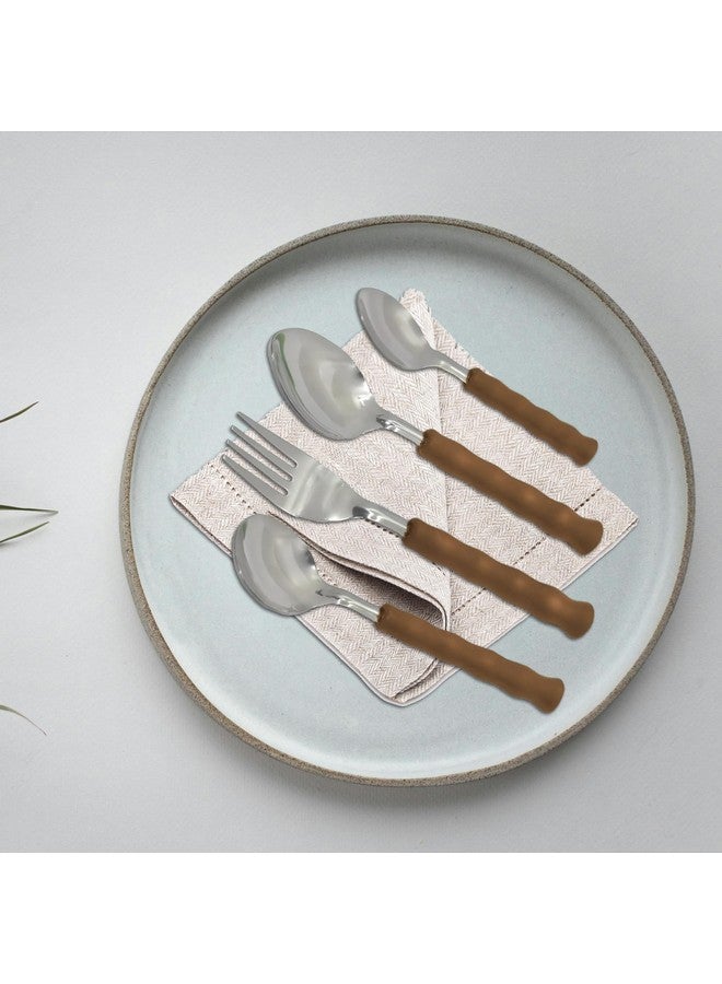 Parage 25 Pieces Stainless Steel Cutlery Set with Storage Box/Spoon Set/Spoon Stand for Kitchen and Dining Table (Contains: 6 Table Spoons, 6 Forks, 6 Soup Spoons, 6 Tea Spoons, 1 Stand) (Brown) - Image 2