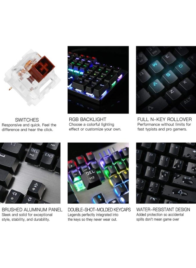 موتوسبيد لوحة مفاتيح ميكانيكية للألعاب CK104 RGB - مفاتيح بنية - إضاءة RGB كاملة - مفاتيح كاملة مضادة للظلال (أحمر) - Image 3