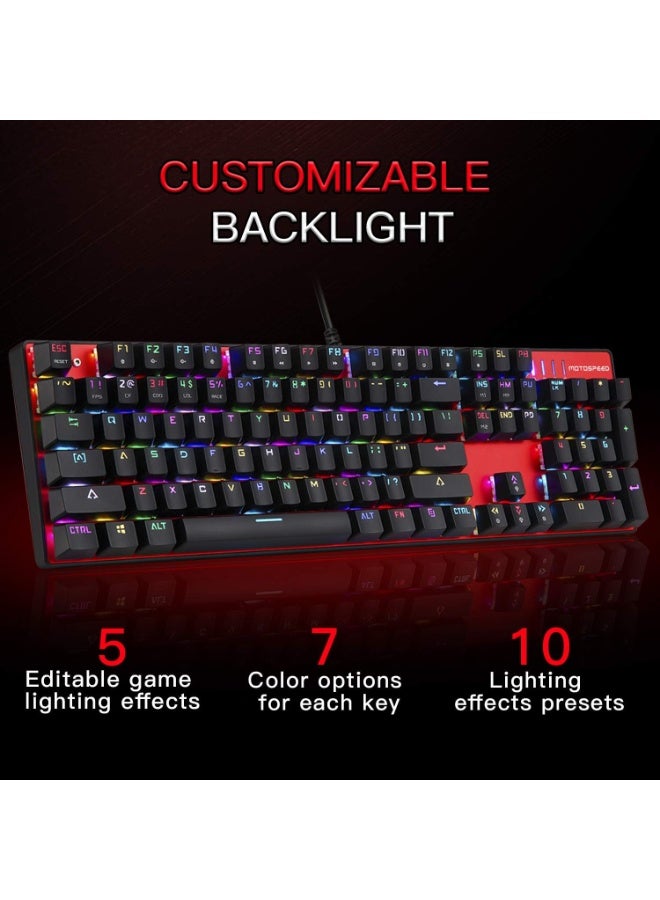 موتوسبيد لوحة مفاتيح ميكانيكية للألعاب CK104 RGB - مفاتيح بنية - إضاءة RGB كاملة - مفاتيح كاملة مضادة للظلال (أحمر) - Image 4