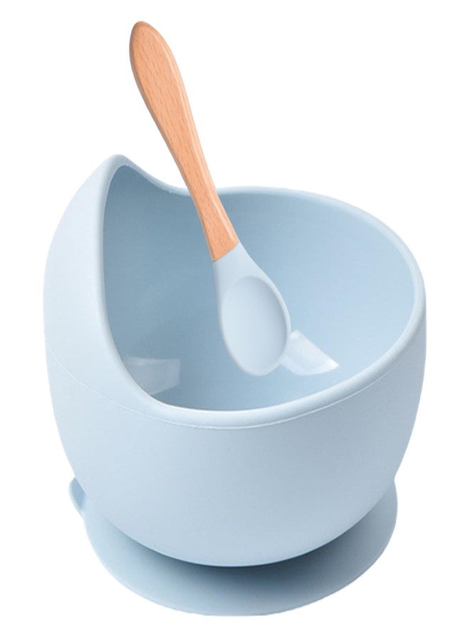 OLWICK® Silicone Suction Bowl & Spoon Set for Toddler & Baby | Unbreakable Feeding Bowls | Non-Slip Design | Microwave & Dishwasher Safe, Pack of 1, Sky Blue - Image 1