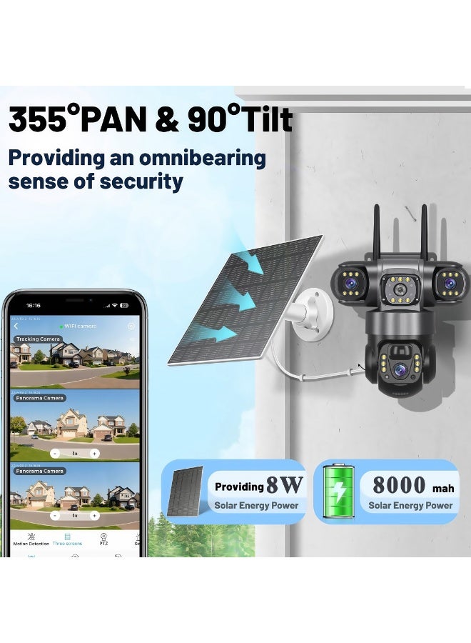 SUPER 5 V380 Pro 3 Lens IP Solar Camera HD 15 MP Outdoor Waterproof CCTV Night Vision Two-Way Audio Camera Mobile Tracking 4G IP Camera - Image 3