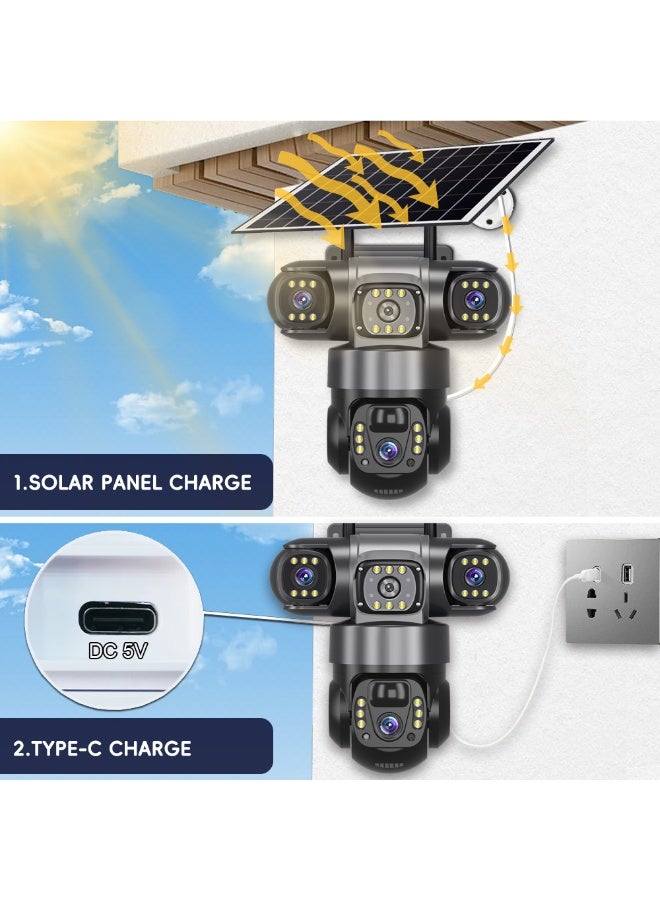 SUPER 5 V380 Pro 3 Lens IP Solar Camera HD 15 MP Outdoor Waterproof CCTV Night Vision Two-Way Audio Camera Mobile Tracking 4G IP Camera - Image 4