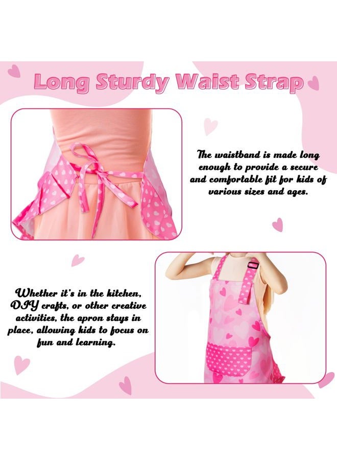 R HORSE Kid Apron and Chef Hat Set - 2Pcs Pink Heart Toddler Cooking Apron Set for Girls, Adjustable Role Play Costume Pretend Play Toy for Cooking Baking Painting Birthday Gift for Kids Ages 3-6 - Image 4