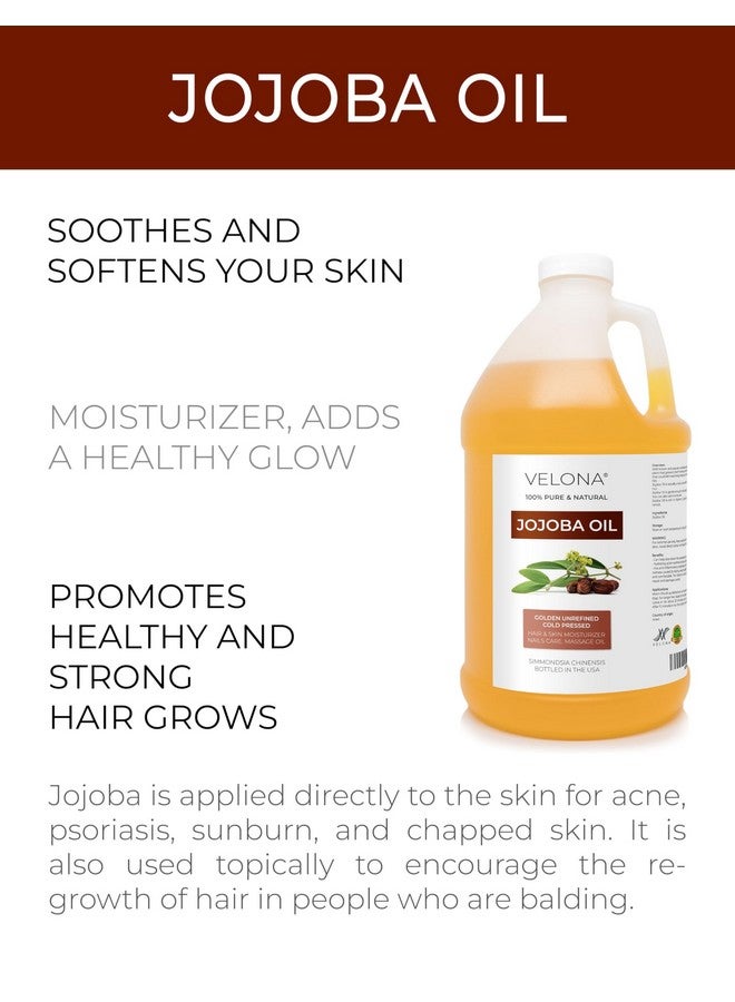 velona Jojoba Oil - 64 oz | 100% Pure and Natural | Golden, Unrefined, Cold Pressed, Hexane Free | Moisturizing Face, Hair, Body, Skin Care, Stretch Marks, Cuticles - Image 2