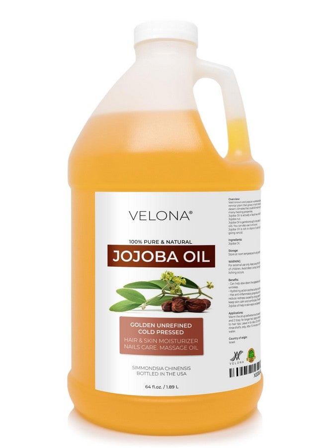 velona Jojoba Oil - 64 oz | 100% Pure and Natural | Golden, Unrefined, Cold Pressed, Hexane Free | Moisturizing Face, Hair, Body, Skin Care, Stretch Marks, Cuticles - Image 1