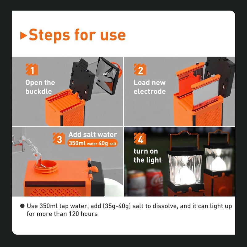 JWWYJ Environmentally Conscious Lighting, Saltwater Camping Lantern - Survival & Emergency Outdoor Ligh Simply add Salt Water to Activate The Light. It's That Easy - Image 3