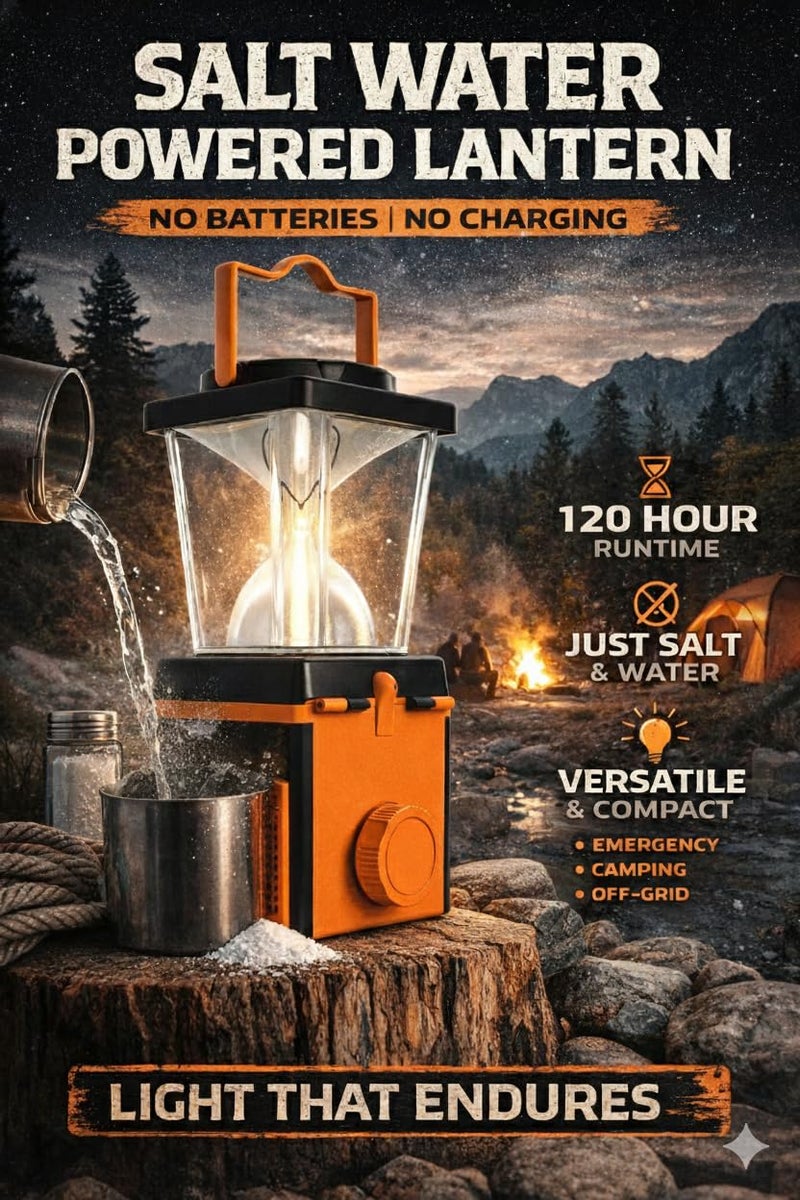 JWWYJ Environmentally Conscious Lighting, Saltwater Camping Lantern - Survival & Emergency Outdoor Ligh Simply add Salt Water to Activate The Light. It's That Easy - Image 5