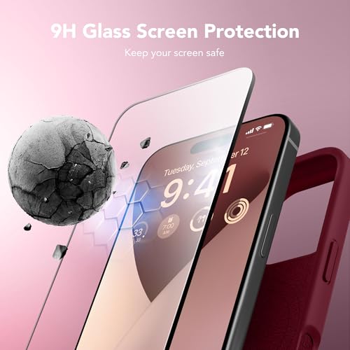GONEZ Magnetic for iPhone 16 Pro Case, Compatible with MagSafe, [Screen Protector + Camera Lens Protector], Silicone Shockproof Anti-Scratch Protective Phone Case 6.3 inch, Maroon - Image 5