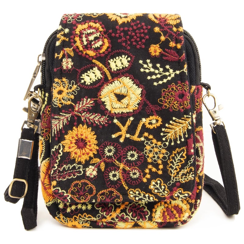 SILKAREA Small Crossbody Bags for Women Cell Phone Purse Wallet Vintage Canvas Embroidery Travel Handbag Shoulder Bag - Image 1