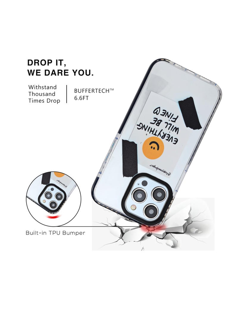SYOSI Case for iPhone 15 Pro Max, Everything Will Be Fine Label Clear Phone Case, TPU Shockproof Full-Body Protective Phone Case, Built-in Bumper Shockproof Case Cover - Image 2