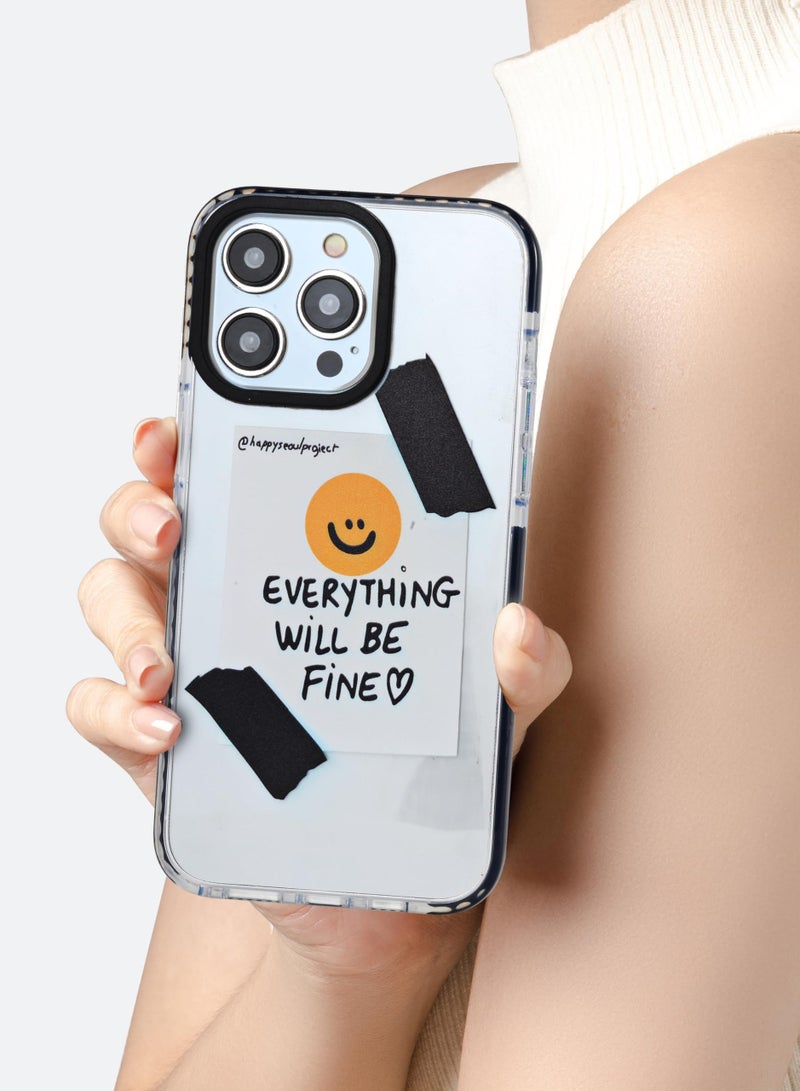 SYOSI Case for iPhone 15 Pro Max, Everything Will Be Fine Label Clear Phone Case, TPU Shockproof Full-Body Protective Phone Case, Built-in Bumper Shockproof Case Cover - Image 5