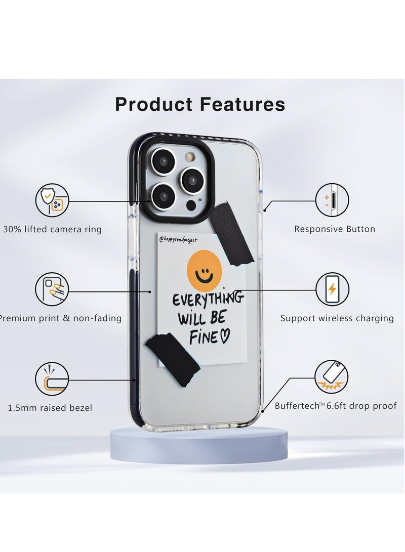 SYOSI Case for iPhone 15 Pro Max, Everything Will Be Fine Label Clear Phone Case, TPU Shockproof Full-Body Protective Phone Case, Built-in Bumper Shockproof Case Cover - Image 4