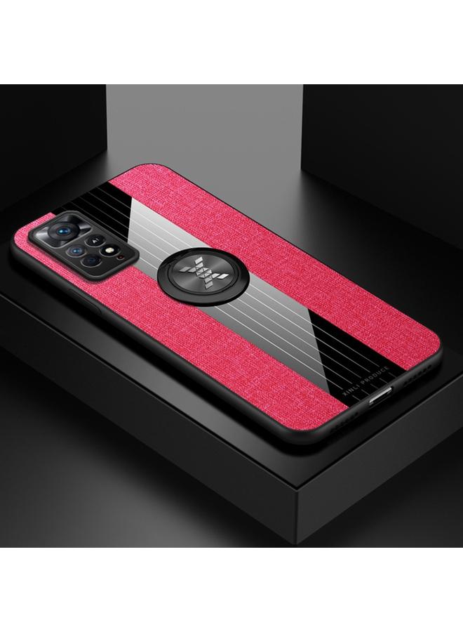 The Bros Case For Xiaomi Redmi Note 11 Global Stitching Cloth Textue TPU Phone Case with Ring Holder