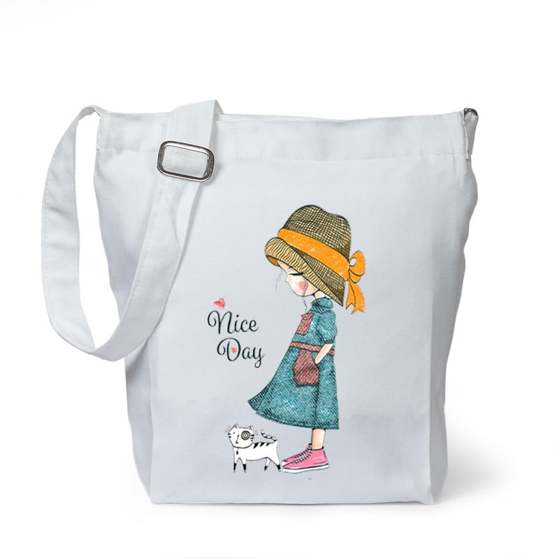 Lify حقيبة كتف قماشية كبيرة الحجم للنساء بتصميم ريترو - 1 قطعة - Image 5