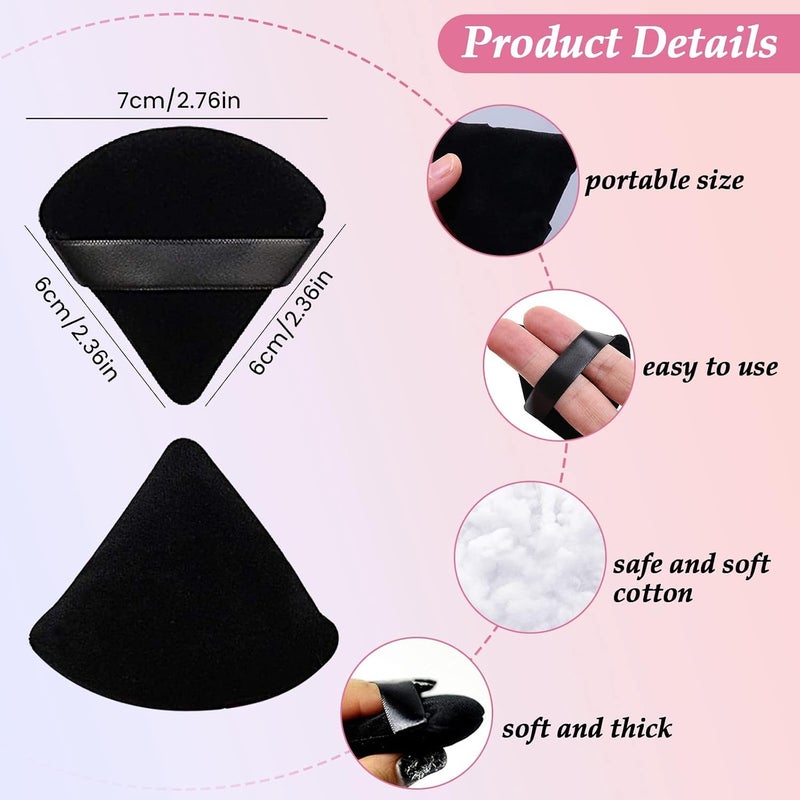 KASTWAVE Powder Puff, Face Triangle Makeup Puff, For Loose Powder Soft Body Cosmetic Foundation Sponge, Mineral Powder Wet Dry Makeup Tool (Black, 12PCS) - Image 3