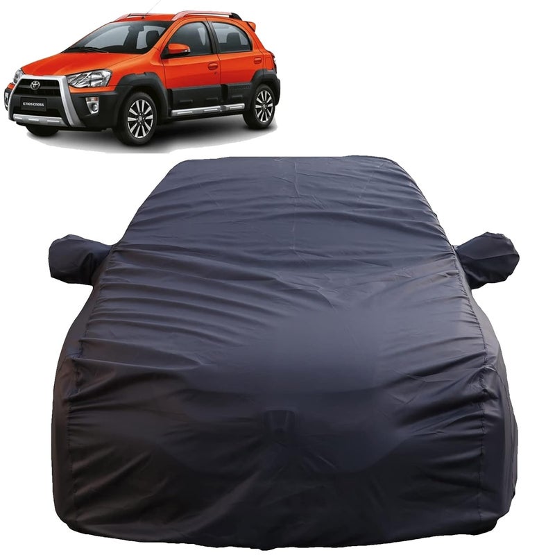 Autofact Waterproof Car Body Cover Compatible with Toyota Etios Cross with Mirror Pockets, 4 x 4 American Matty, Long Lasting Strong Durable Material, Grey Color - Image 1