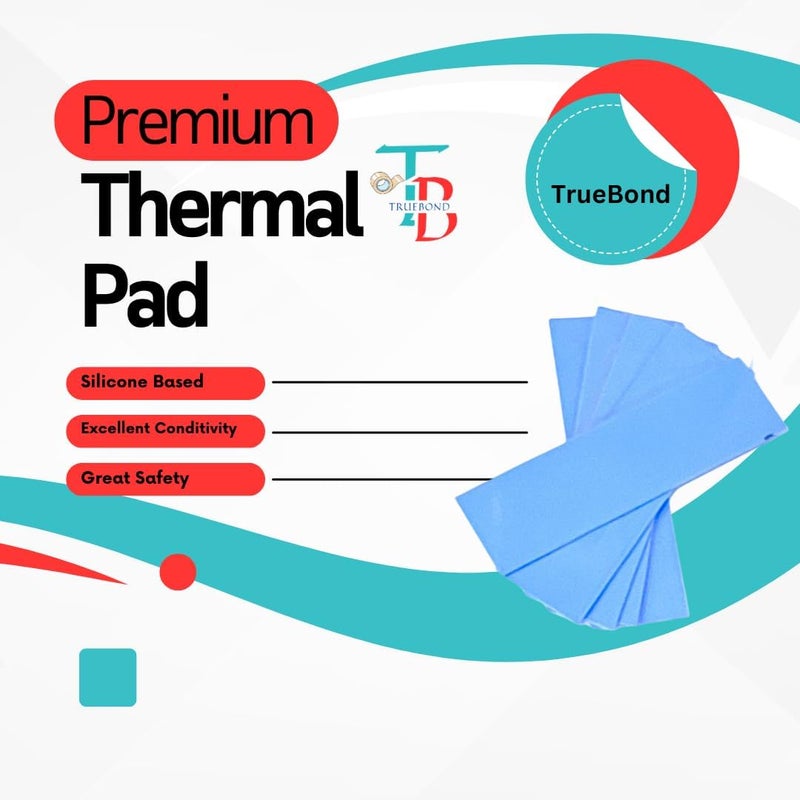 TRUEBOND وسادة سيليكون حرارية 6 واط/م ك بحجم 80x40x3 مم ناعمة وآمنة وسهلة التطبيق لتبريد SSD وCPU وGPU (زرقاء، 3 مم) - Image 3