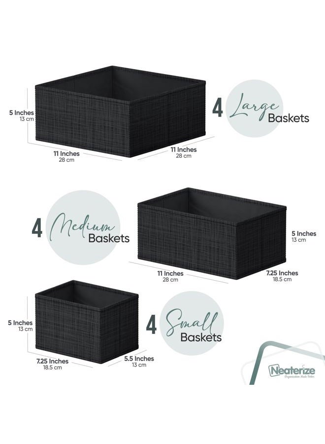 NEATERIZE Drawer Organizer Clothes Set of 12 Black - Dresser Organizer For Nursery, Bedroom, Closet - The Perfect Baby Clothes Organizer and Storage & General Nursery Organization or Dresser Drawer Organizers - Image 2