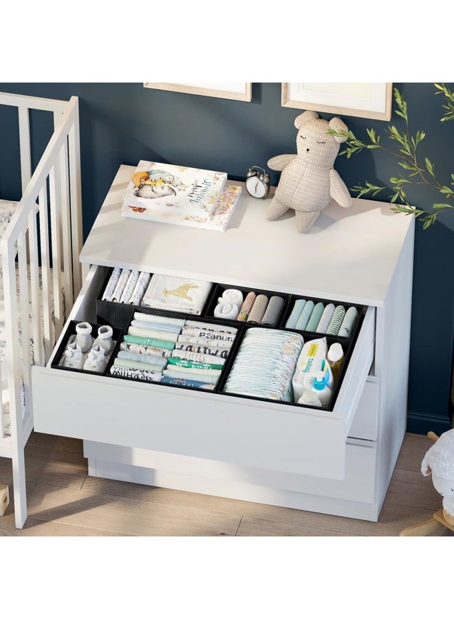 NEATERIZE Drawer Organizer Clothes Set of 12 Black - Dresser Organizer For Nursery, Bedroom, Closet - The Perfect Baby Clothes Organizer and Storage & General Nursery Organization or Dresser Drawer Organizers - Image 3