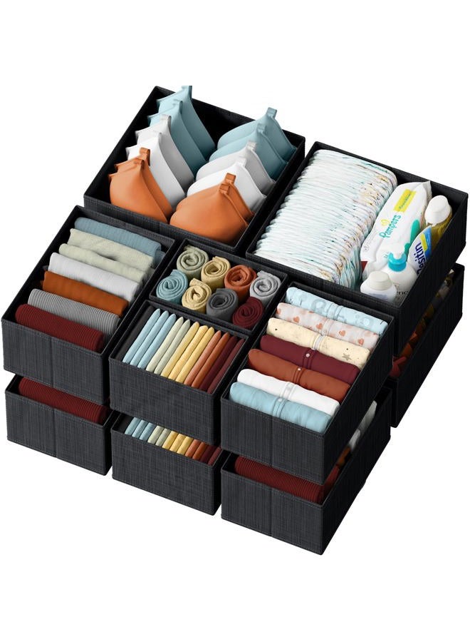 NEATERIZE Drawer Organizer Clothes Set of 12 Black - Dresser Organizer For Nursery, Bedroom, Closet - The Perfect Baby Clothes Organizer and Storage & General Nursery Organization or Dresser Drawer Organizers - Image 1