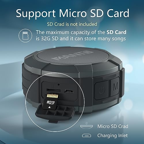 MANTO Bluetooth Speaker IPX5 Waterproof Portable Shower Speaker, 12H Battery, Bluetooth & Micro SD Playback (Up to 32GB, Card Not Included), Compact Design for Travel, Camping, Hiking, and Home - Image 5