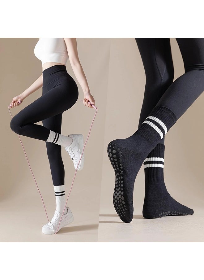 ShebSheb Pilates Socks with Grips for Women, 3 Pairs Womens Yoga Ballet Barre Hospital Gym Athletic Socks  - Image 4