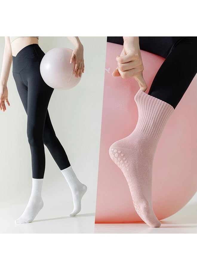 ShebSheb Pilates Socks with Grips for Women, 3 Pairs Womens Yoga Ballet Barre Hospital Gym Athletic Socks  - Image 5