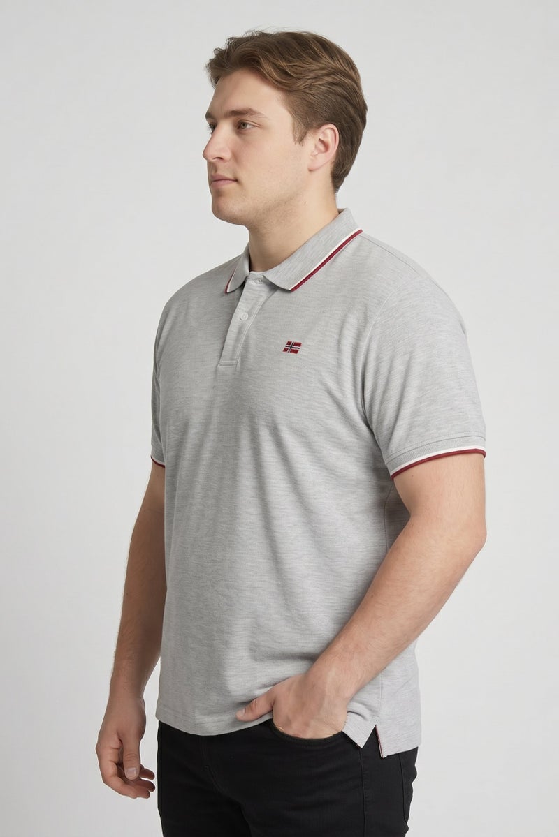 NorthLand Men Regular Fit Embroidered Short Sleeves Polo Shirt, Grey - Image 3