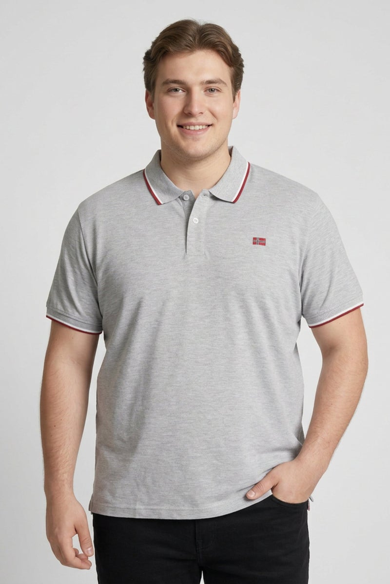 NorthLand Men Regular Fit Embroidered Short Sleeves Polo Shirt, Grey - Image 1