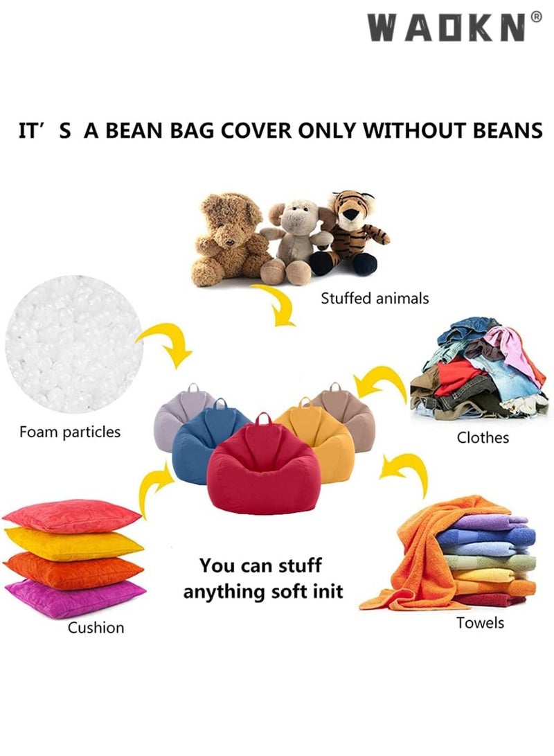 WAOKN Single Beanbag Lounge Chair (No Filler) Lazy Lounger High Back Large Bean Bag Storage Chair Cover Sack Without Filling, Lounger Bean Bag For Adults, Teens, Personal Sized Removable, Washable Cover,Bean Bag Lounger Sofa Cover, Without Filler Ergonomic Design for Body Support, Durable and Comfortable, for Kid/Adult Lazy Sofas Cover  - Image 4