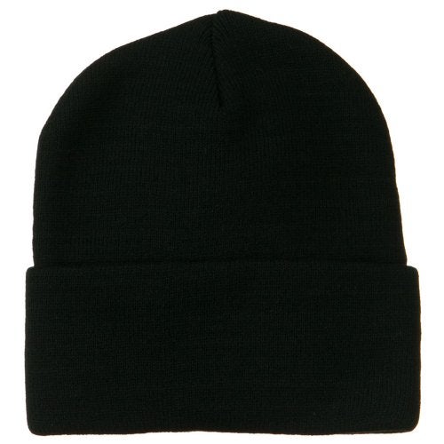 Mega Cap MG 12 Inch Long Knitted Beanie - Black OSFM - Image 5