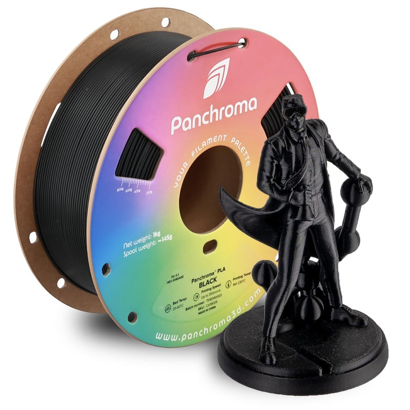 Polymaker Panchroma PLA Black 3D Printer Filament, 1.75mm, 1kg Spool, Easy to Print, High Speed Printing, Tangle Free, AMS Compatible, Perfect for Toys, Decor, Miniatures, Models & Cosplay - Image 1